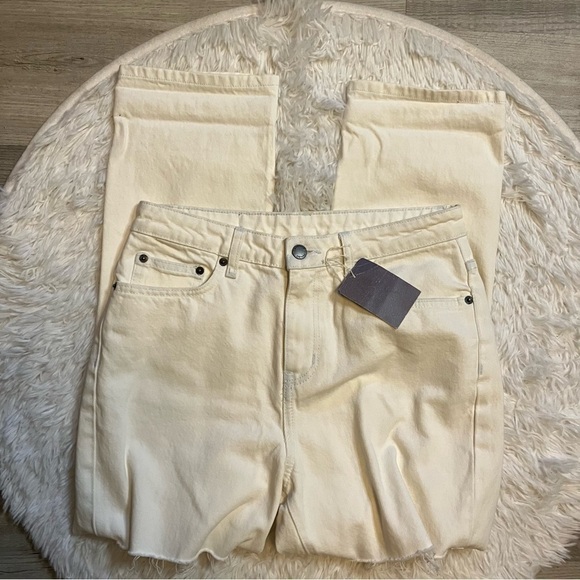 Lf Carmar White High Waisted Hermia Loose Straight Crop Lace Up Front Jeans - Picture 6 of 15